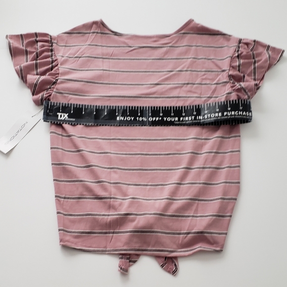 NOTATIONS Front Tie Striped Short Sleeve Top - Picture 6 of 7